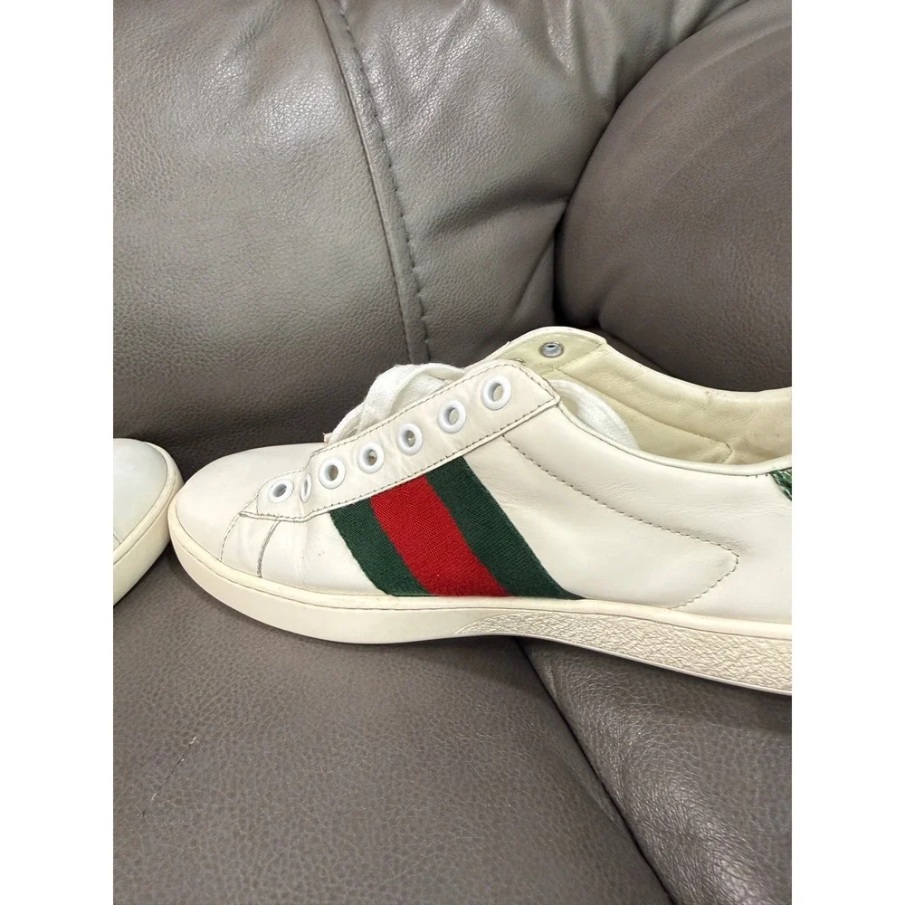 Gucci Ace Bee White Leather Sneakers Green Red Web Stripe 429446 Mens 41